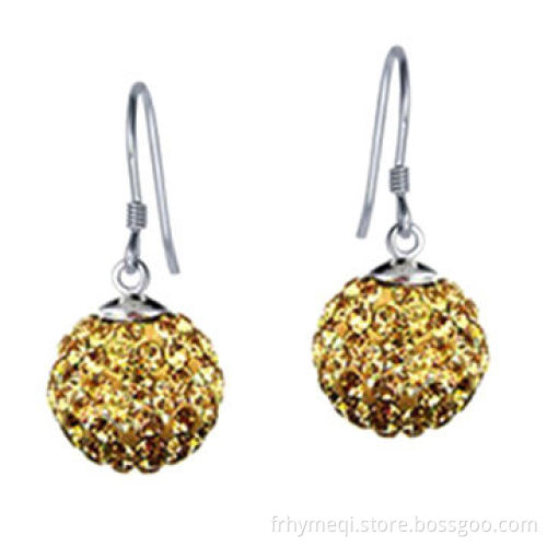 Sterling Silver Ball Drop Earrings, Austrian Diamond